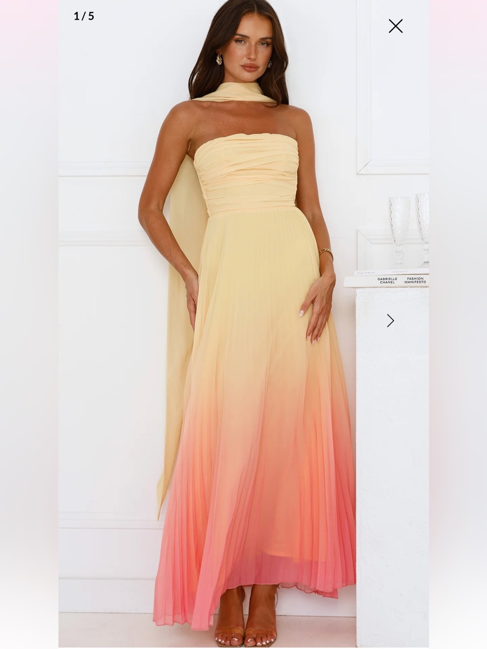 Hello Molly - Strapless Ombre Maxi Dress in Yellow to Coral